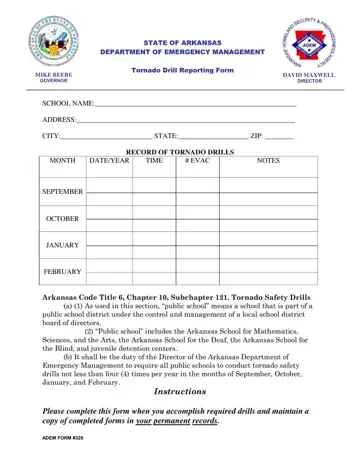 Tornado Drill Report Form Preview