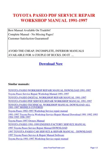 Toyota Paseo Repair Manual Form Preview