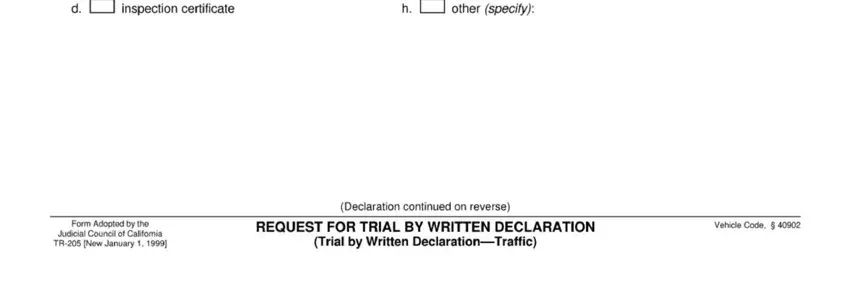 Filling in written declaration form stage 3