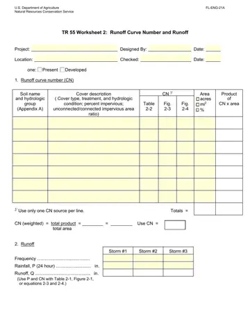 Tr 55 Worksheet 2 Form Preview