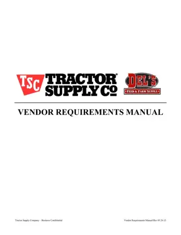 Tractor Supply Vendor Requirements Manual Form Preview
