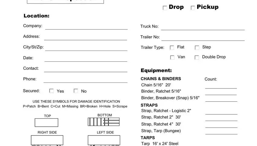 portion of blanks in trailer inspection sheet