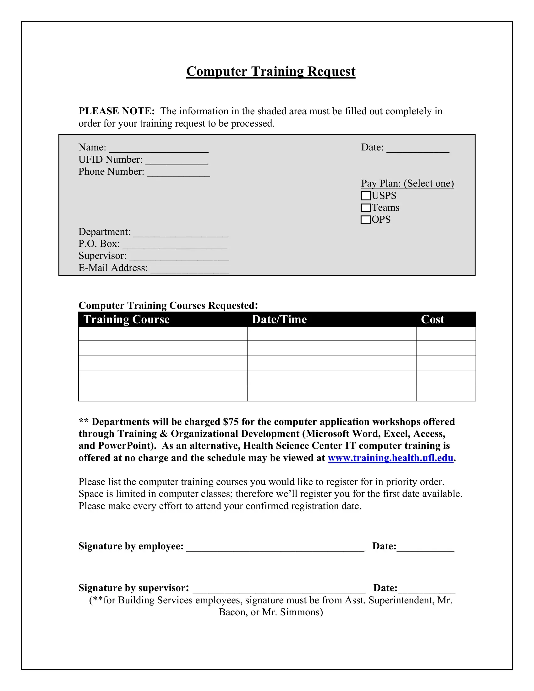 Training Request Form Fill Out Printable PDF Forms Online