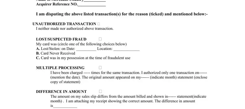 step 2 to filling out pnb chargeback form