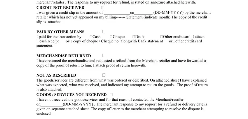 pnb chargeback form DEFECTIVE MERCHANDISE  I am, PAID BY OTHER MEANS I paid for the, MERCHANDISE RETURNED I have, and NOT AS DESCRIBED The goodsservices blanks to fill