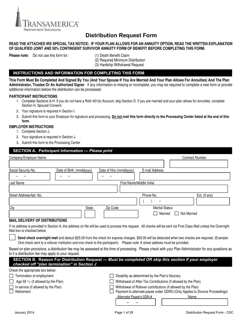 Transamerica 401K Withdrawal Fill Out Printable PDF Forms Online