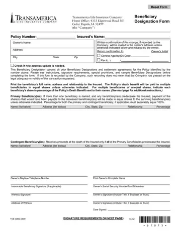 Transamerica Beneficiary Form Preview