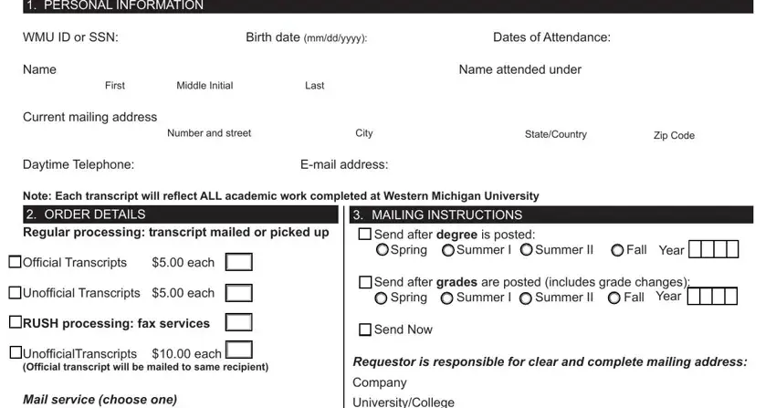 western michigan transcript request spaces to consider