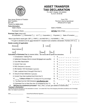 Transfer Tax Form Preview