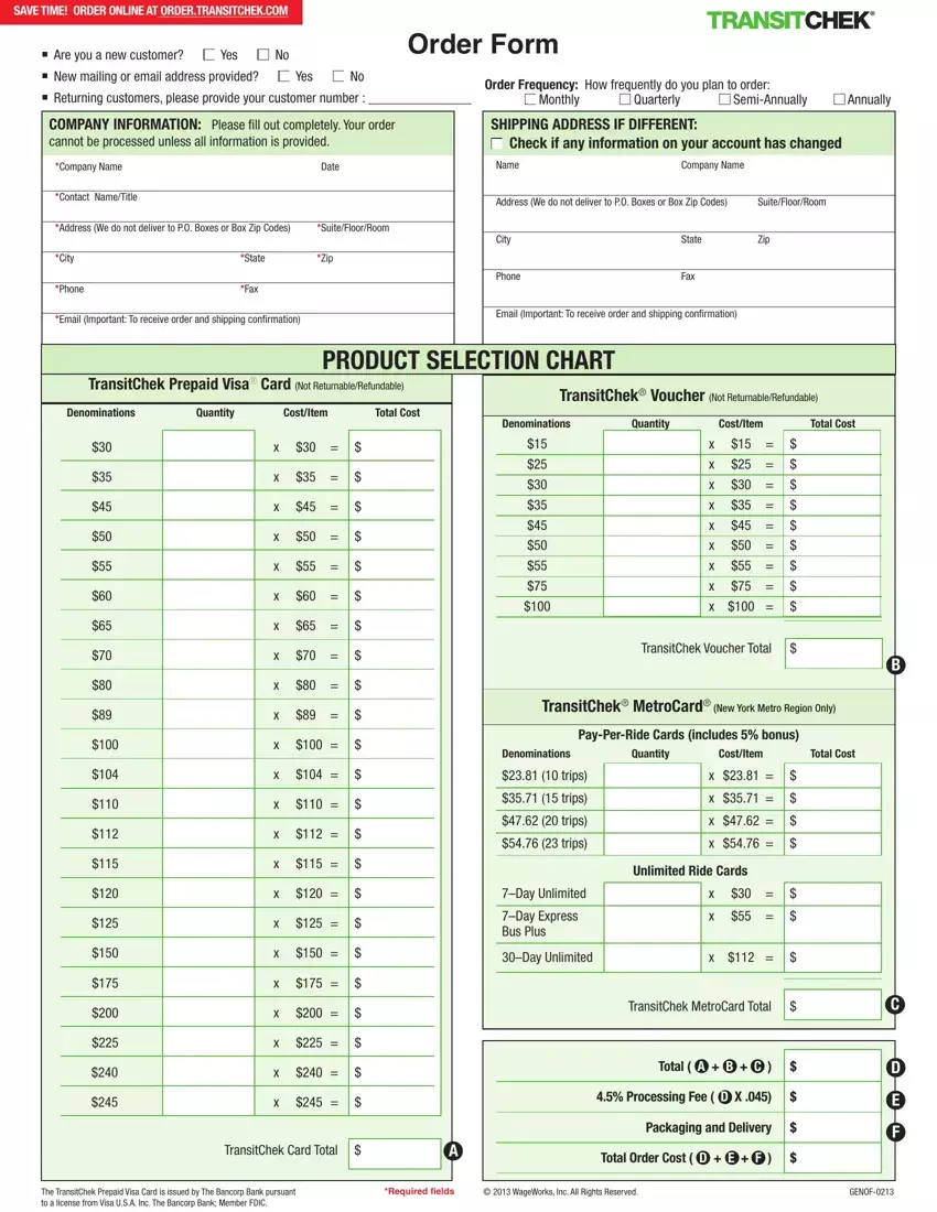 Transitchek Order Form first page preview