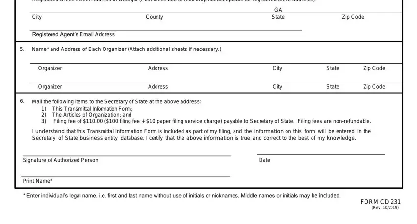 step 2 to entering details in transmittal form 231 ga pdf