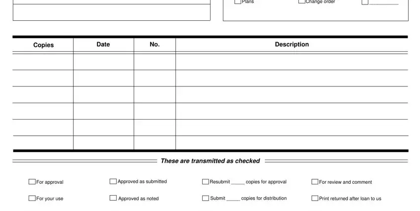 Filling in sample transmittal form for documents submission stage 2