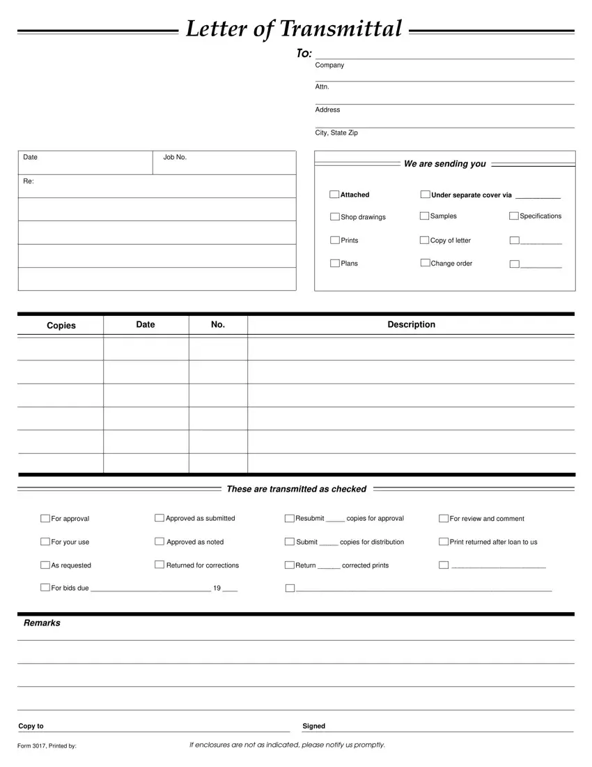 Transmittal Form first page preview