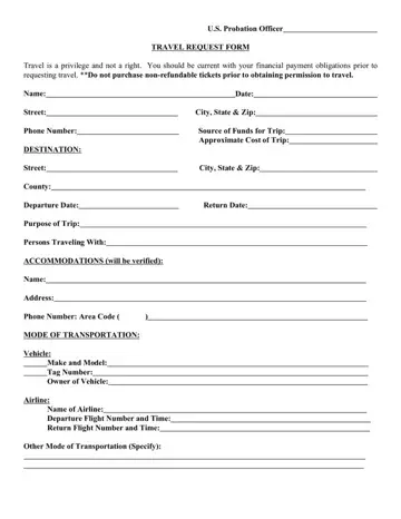 Travel Request Form Probation Preview