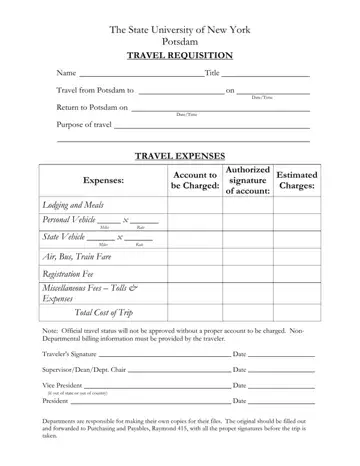 Travel Requisition Form Preview