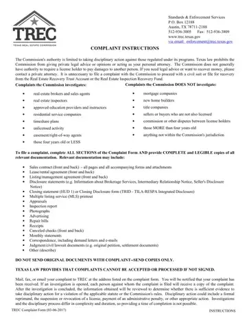 Trec Complaint Form Preview