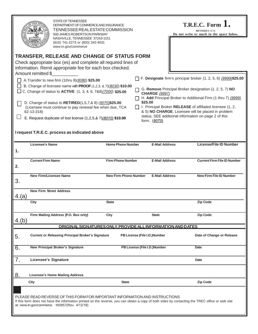 Trec Form 1 first page preview