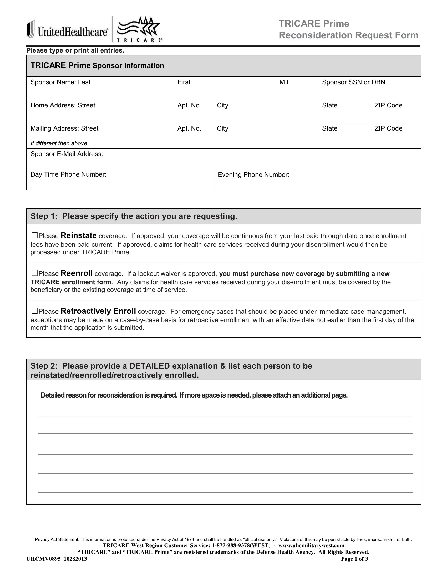 Tricare Prime Request Form ≡ Fill Out Printable Pdf Forms Online