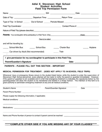 Trip Permission Form Preview