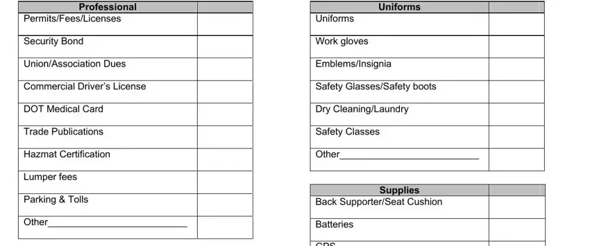 Truck Driver Expenses Worksheet PDF Form - FormsPal