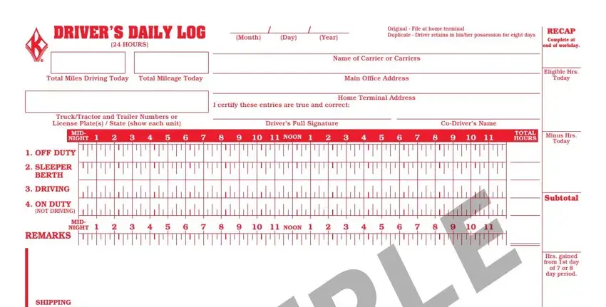 part 1 to filling in truck driver log book template