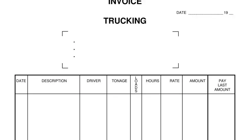 example of blanks in truck driver invoice template