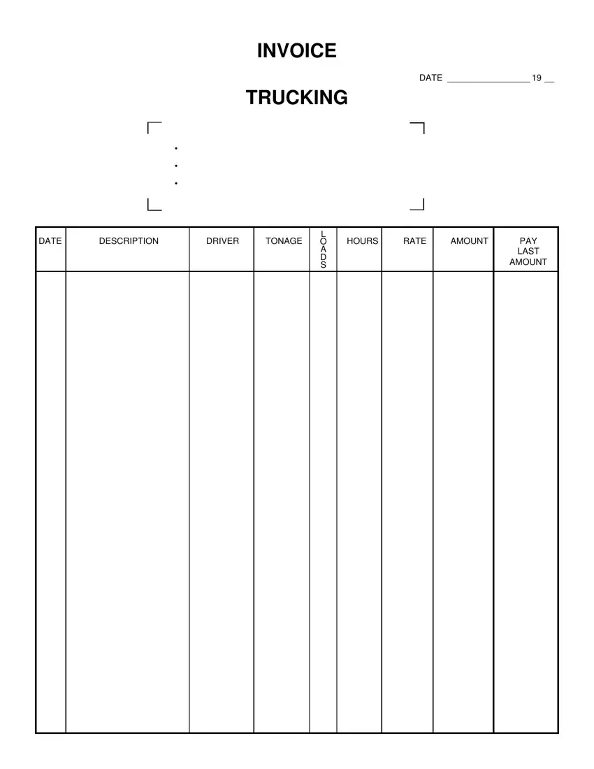 Trucking Invoice first page preview