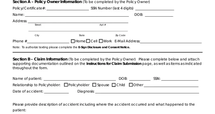 trustmark accident claim form gaps to complete