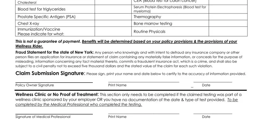 Entering details in trustmark voluntary benefit solutions wellness claim form stage 2