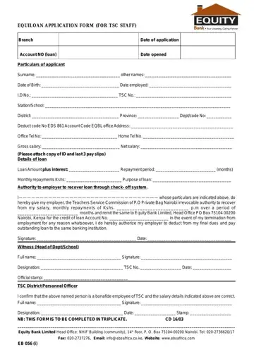 Equity Bank Loan Application Form Preview