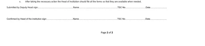 year end sales performance review templet i ii iii iv v, This form should be completed by, Submitted by Deputy Head, Confirmed by Head of the, and Page  of fields to insert