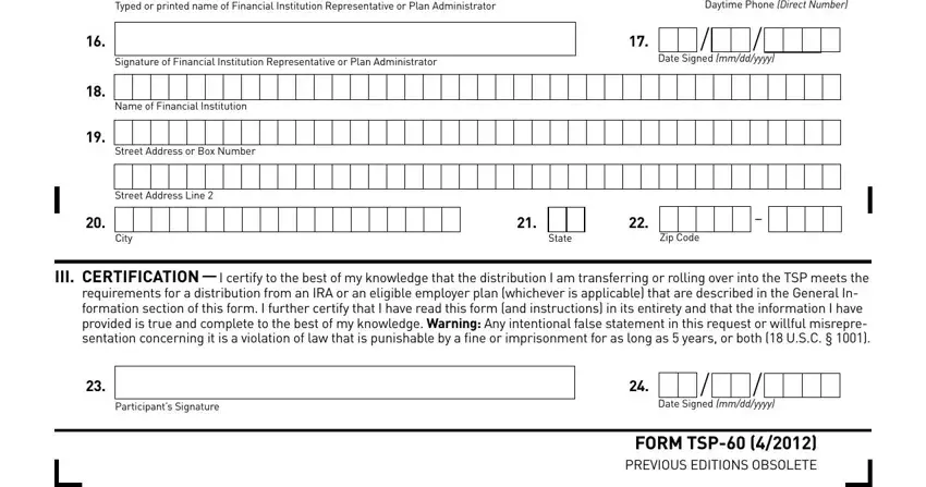 Completing form tsp 60 part 3