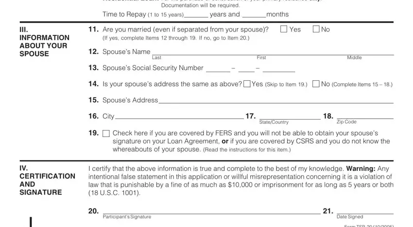 stage 2 to completing tsp loan application form