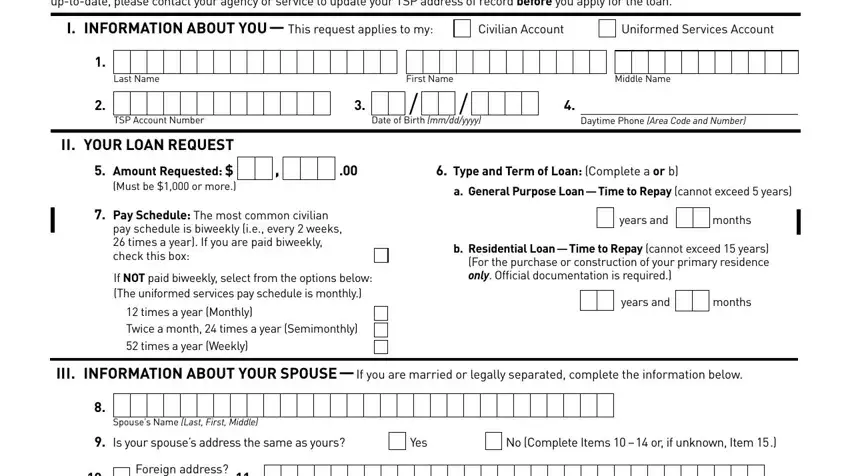 step 1 to filling in tsp loan application