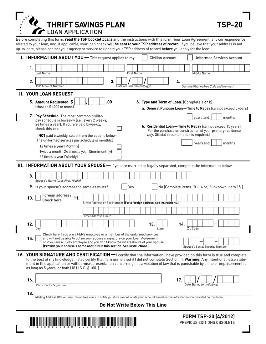 Tsp 20 Loan Form first page preview