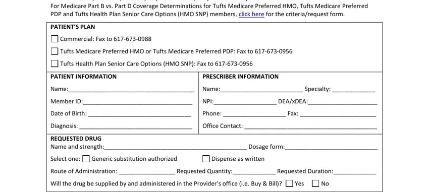 filling in tufts health plan prior authorization form step 1