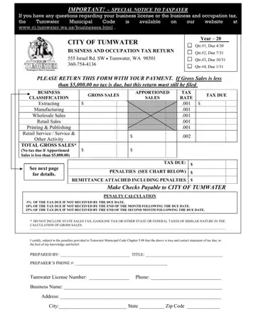 Tumwater Bo Tax Form Preview