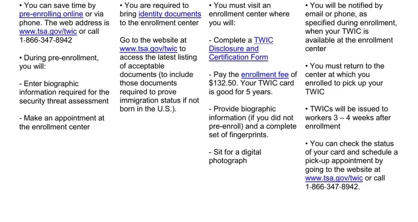 stage 1 to filling out apply for twic card