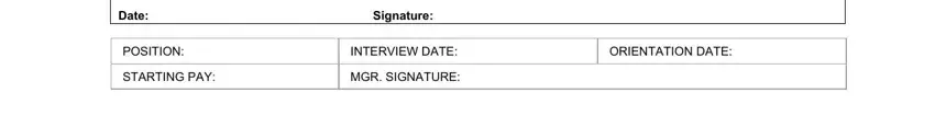 twin peaks job application Date Signature, POSITION STARTING PAY, INTERVIEW DATE, MGR SIGNATURE, and ORIENTATION DATE fields to complete