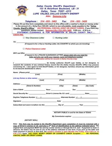 Tx Police Clearance Form Preview