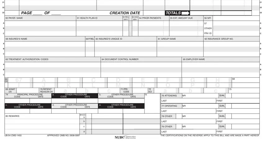 Filling out ub04 form step 2