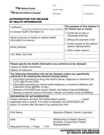 Ucsf Authorization Form Preview