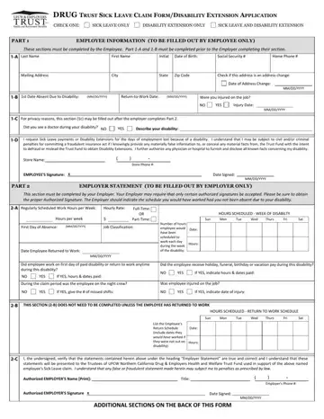 Ufcw Trust Fund Sick Leave Form Preview