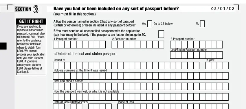 Entering details in passport uk application form stage 3