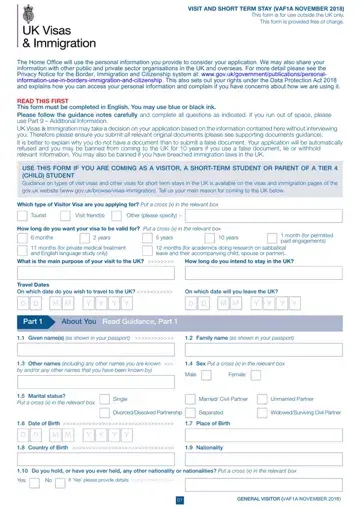 Uk Visa Application Form Preview