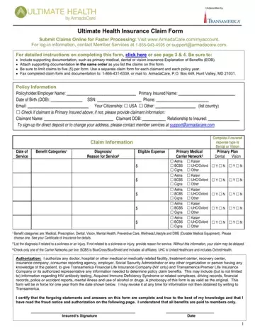 Ultimate Health Insurance Claim Form Preview