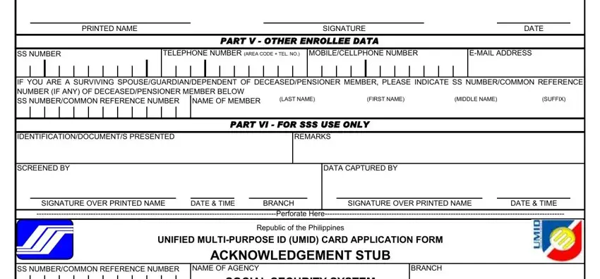 Filling in umid id step 3