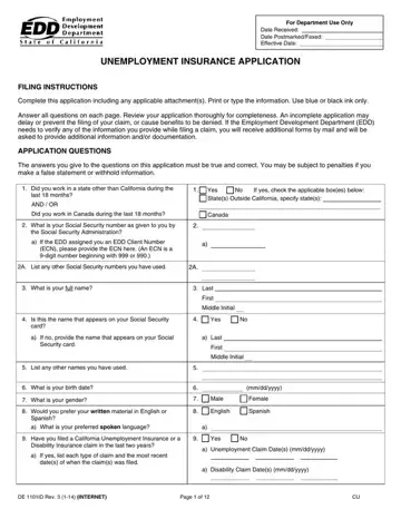 Unemployment Insurance Application Form Preview