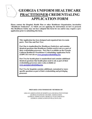 Uniform Healthcare Practitioner Credentialing Application Form Preview