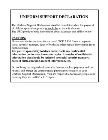 Uniform Support Declaration Preview
